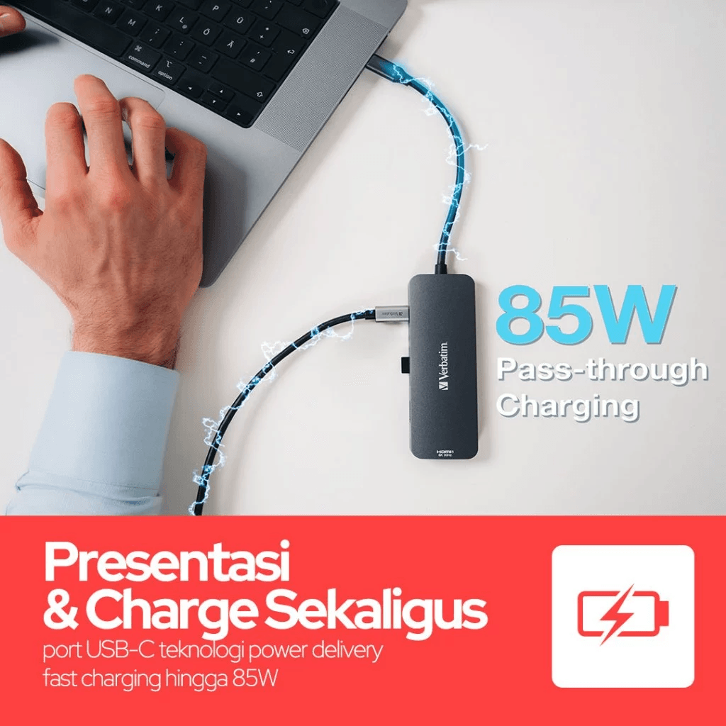 Verbatim Data Converter – CMH-08 – USB C Pro Multiport 8 In 1 Hub – USB C Connector – 3x USB 3.2 Gen 1 – 2x HDMI – SDMicroSD - SFI Group - 4