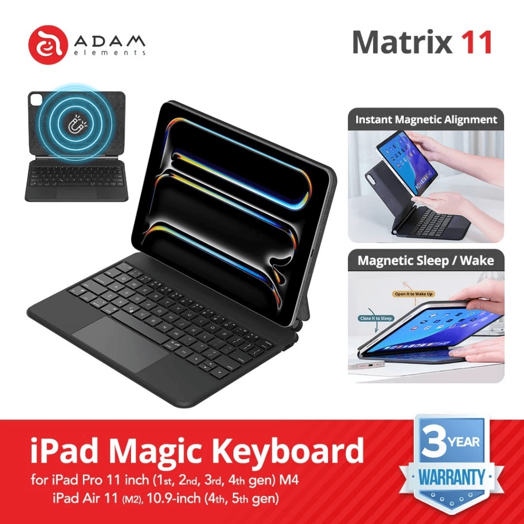 Adam Elements - Matrix 11 - iPad 11 Inch Magic Keyboard - Magnetic Wireless Keyboard - SFI Group