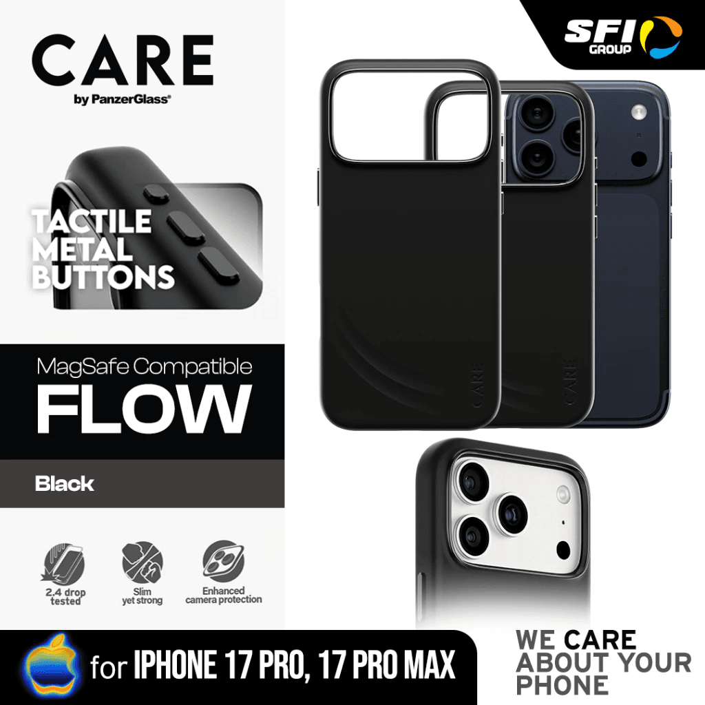 CARE by PanzerGlass Case For iPhone 17 17 Pro 17 Pro Max - Casing iPhone 17 ProMax - Feature Flow Case Black With MagSafe - SFI Group
