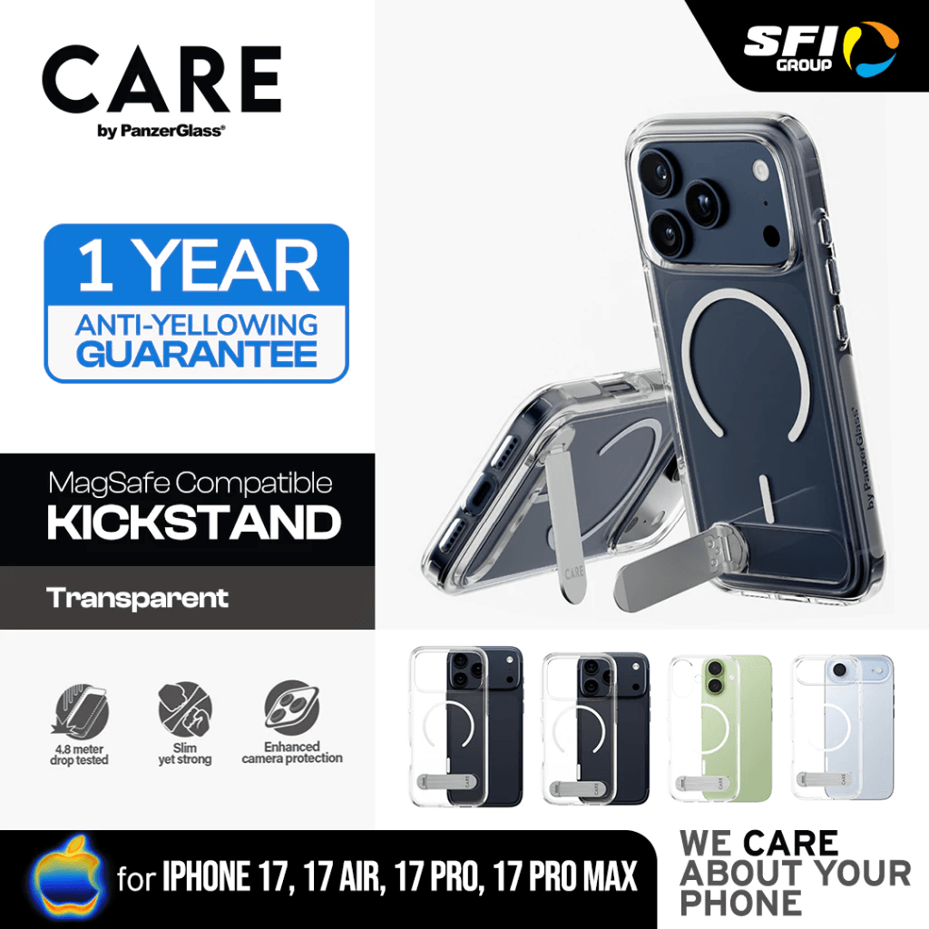 CARE by PanzerGlass Case For IPhone 17 17 Pro 17 Pro Max 17 Air Feature Casing With Kickstand & MagSafe ProMax - Kick Stand - Transparent - SFI Group