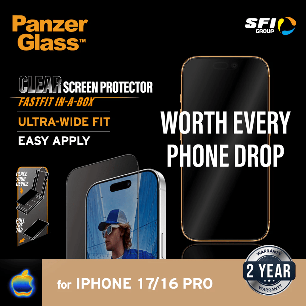 PanzerGlass Screen Protector iPhone 1716 Pro17 Pro17 Air17 Pro Max Clear ProMax - Ultra Wide Fit - Tempered Glass - Anti Gores - With Black Frame - SFI Group