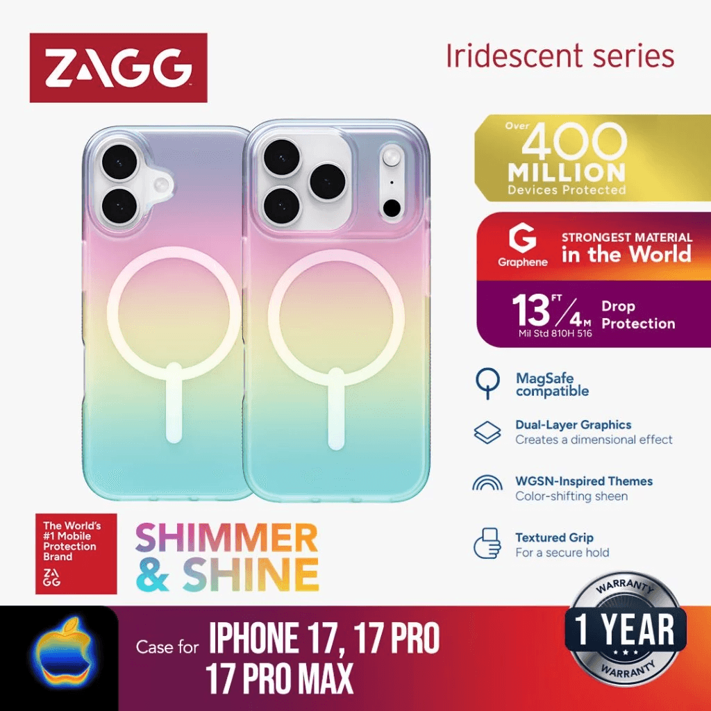 ZAGG Case iPhone 17 17 Pro 17 Pro Max - Casing HP Iphone 17 - Milan Snap Cases Casing ProMax - Iridescent - SFI Group