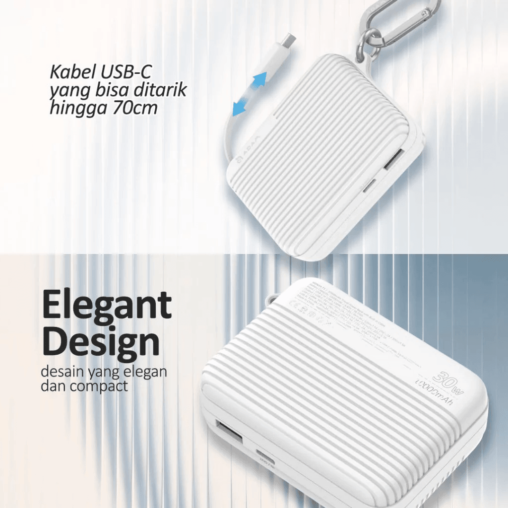 Adam Elements Vionta T1 Travel Powerbank 10.000mAh - With Built In–Cable Type C - Kabel USB-C - Power Bank 10000 mAh - SFI Group - 3
