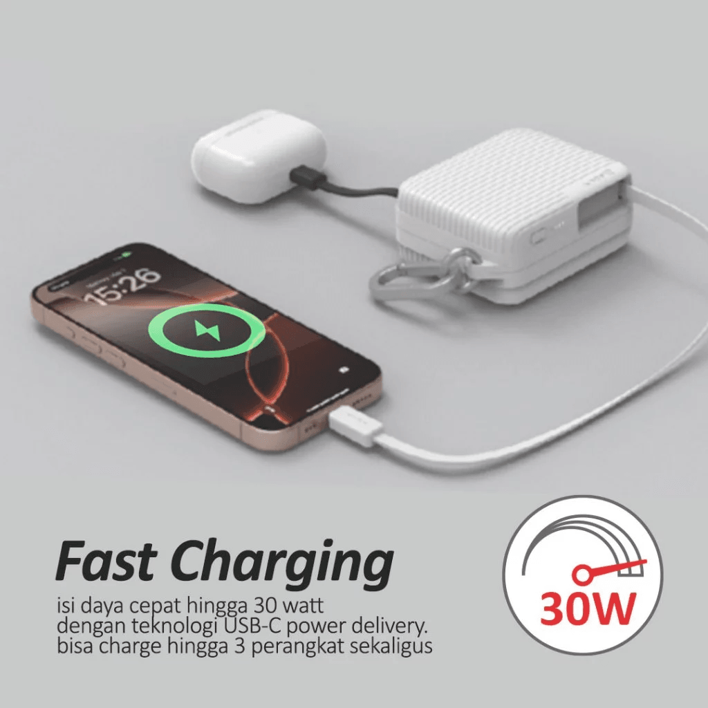 Adam Elements Vionta T1 Travel Powerbank 10.000mAh - With Built In–Cable Type C - Kabel USB-C - Power Bank 10000 mAh - SFI Group - 4