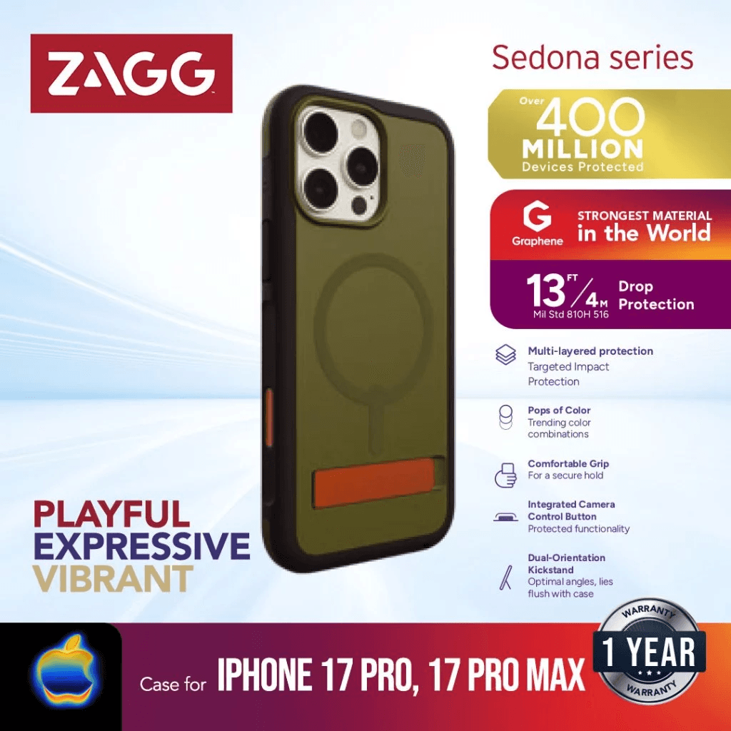 ZAGG Case For iPhone 17 Pro 17 Pro Max - Casing Kickstand - Sedona Snap Casing Kick Stand Camera Button ProMax - Sea Kelp - SFI Group