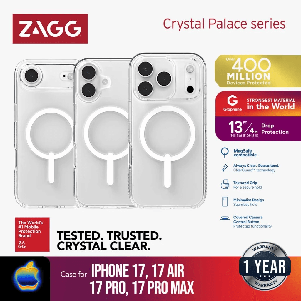 ZAGG Case For iPhone 17 17 Pro 17 Air - Casing HP iPhone 17 - Crystal Palace Snap - Clear - SFI Group