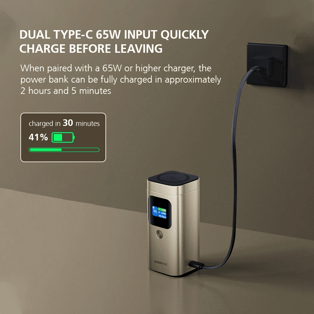 Micropack 4-in-1 Wireless Magnetic Powerbank - 15.000 mAh - Fast Charging - 100W - Qi2 - CCC (Titanium) - Power Bank 15000 - WPB-2100-TI - SFI Group - 2