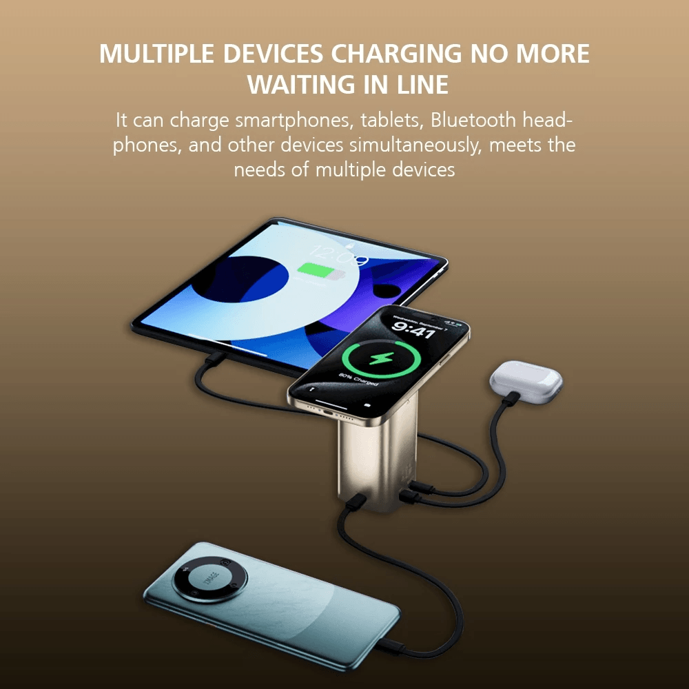 Micropack 4-in-1 Wireless Magnetic Powerbank - 15.000 mAh - Fast Charging - 100W - Qi2 - CCC (Titanium) - Power Bank 15000 - WPB-2100-TI - SFI Group - 4
