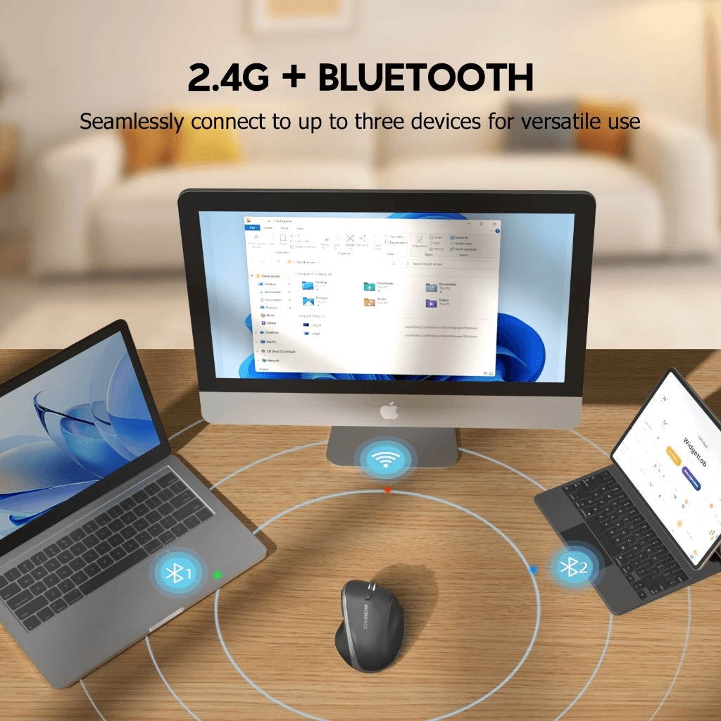 Micropack Mouse Wireless & Bluetooth - Silent Click - Rechargeable (Black) - ML-W01 - SFI Group - 2