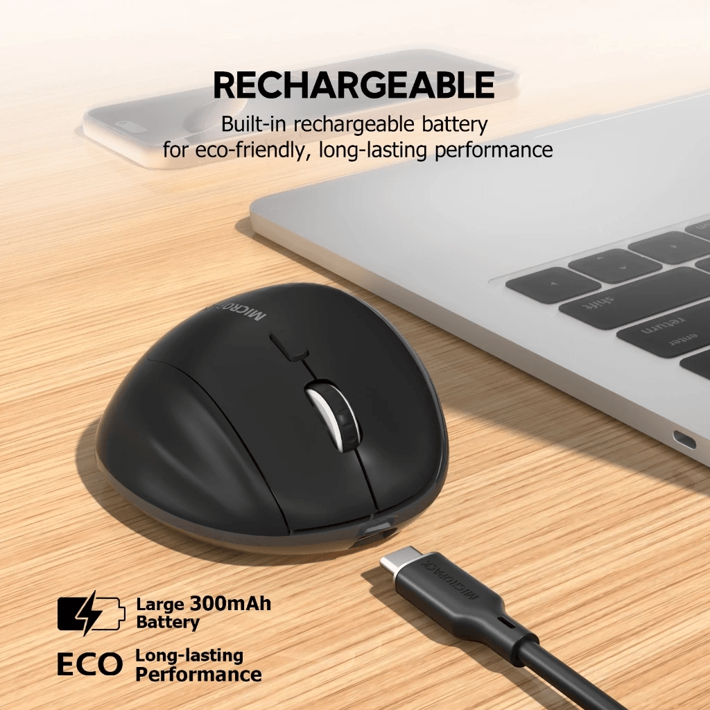Micropack Mouse Wireless & Bluetooth - Silent Click - Rechargeable (Black) - ML-W01 - SFI Group - 3