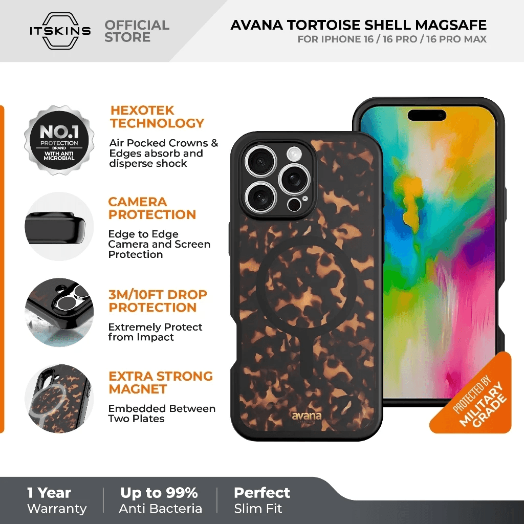 AVANA Tortoise Shell Case iPhone 16 Pro Max 16 Pro 16 - Casing Magsafe ProMax - SFI Group