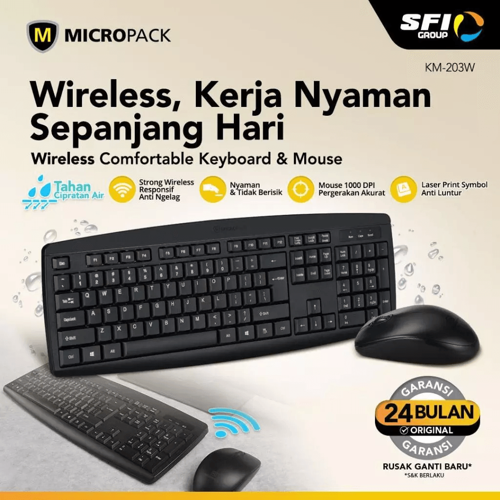 Micropack - Keyboard Wireless Classic Combo Mouse - KM-203W - SFI Group