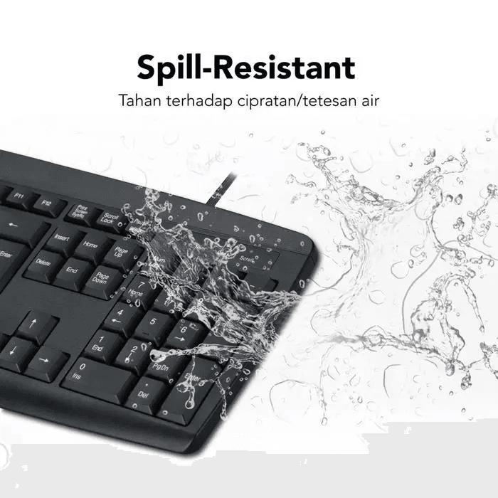 Micropack Keyboard Cable Wired Low Cap Black - Spill Resistant - KM-2003 - SFI Group - 2