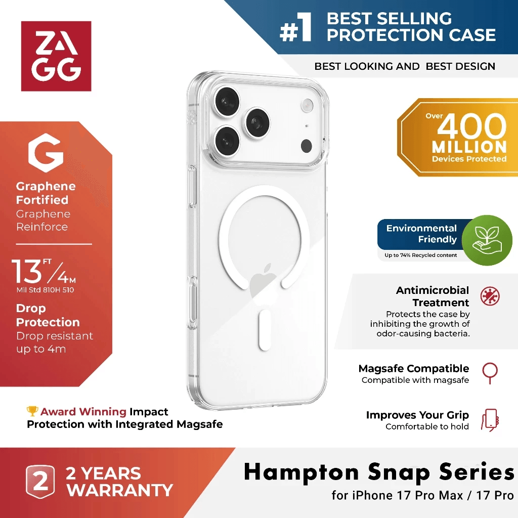 ZAGG - Case For iPhone 17/17 Air/17 Pro Max - Casing Hp Snap - Hampton Lite ProMax - Clear - SFI Group (702319488)