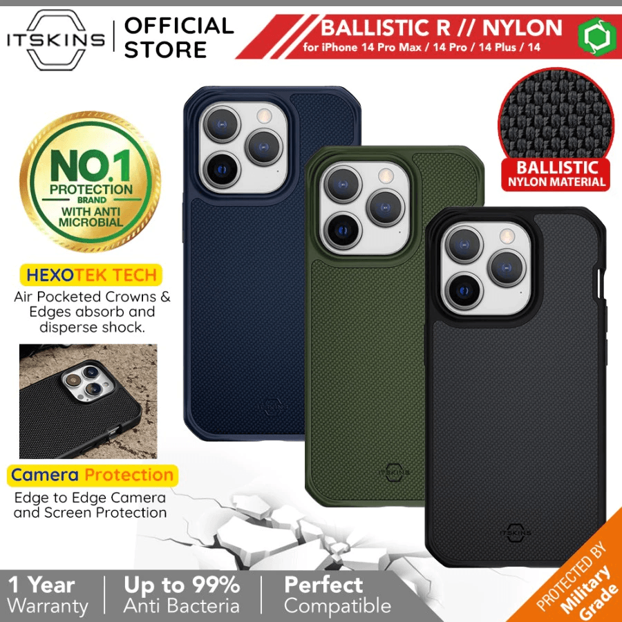 ITSKINS Ballistic R Case iPhone 14 Pro Max / 14 Pro - Nylon Casing ProMax - SFI Group