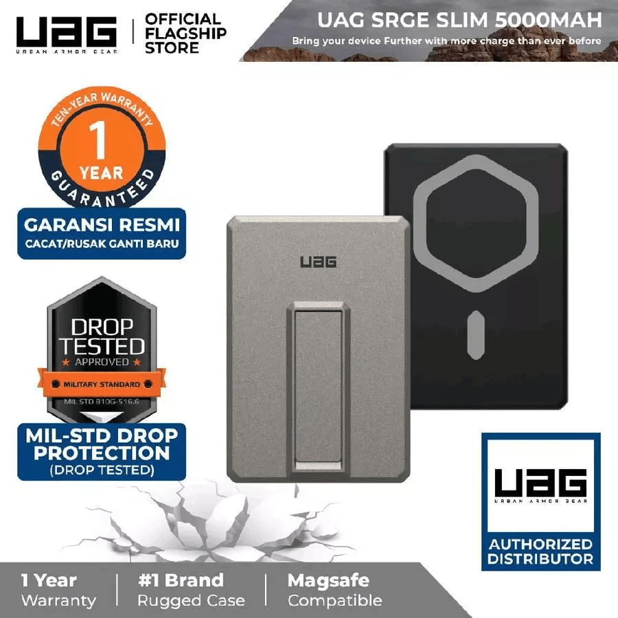 UAG Powerbank Magnetic Power Bank Ultra Slim 5K 5000 5.000 Mah - USB C - Battery With Kickstand Kick Stand - SFI Group