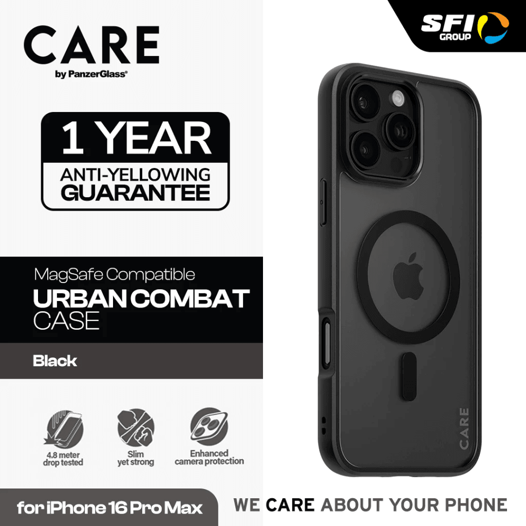 CARE By PanzerGlass Case For iPhone 16 /16 Pro /16 Pro Max Casing Magsafe Transparent Urban Combat ProMax - SFI Group