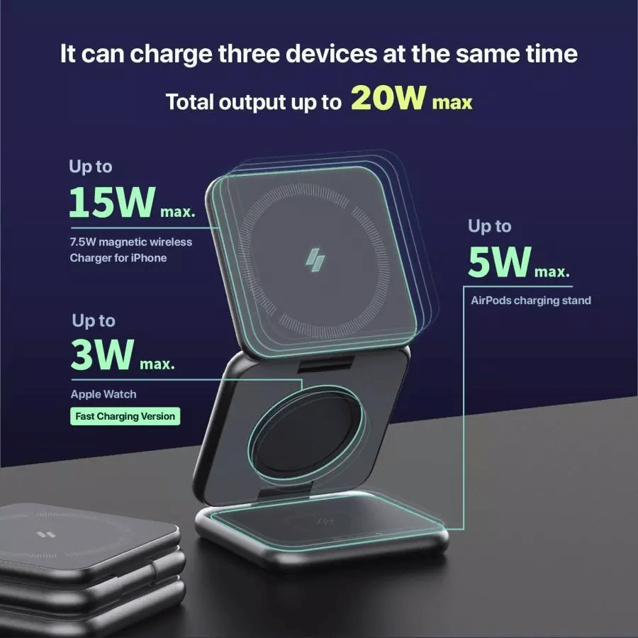 Adam Elements - Wireless Magnetic 3-In-1 Foldable Travel Charging Charger Station - Mag 3 - SFI Group - 3