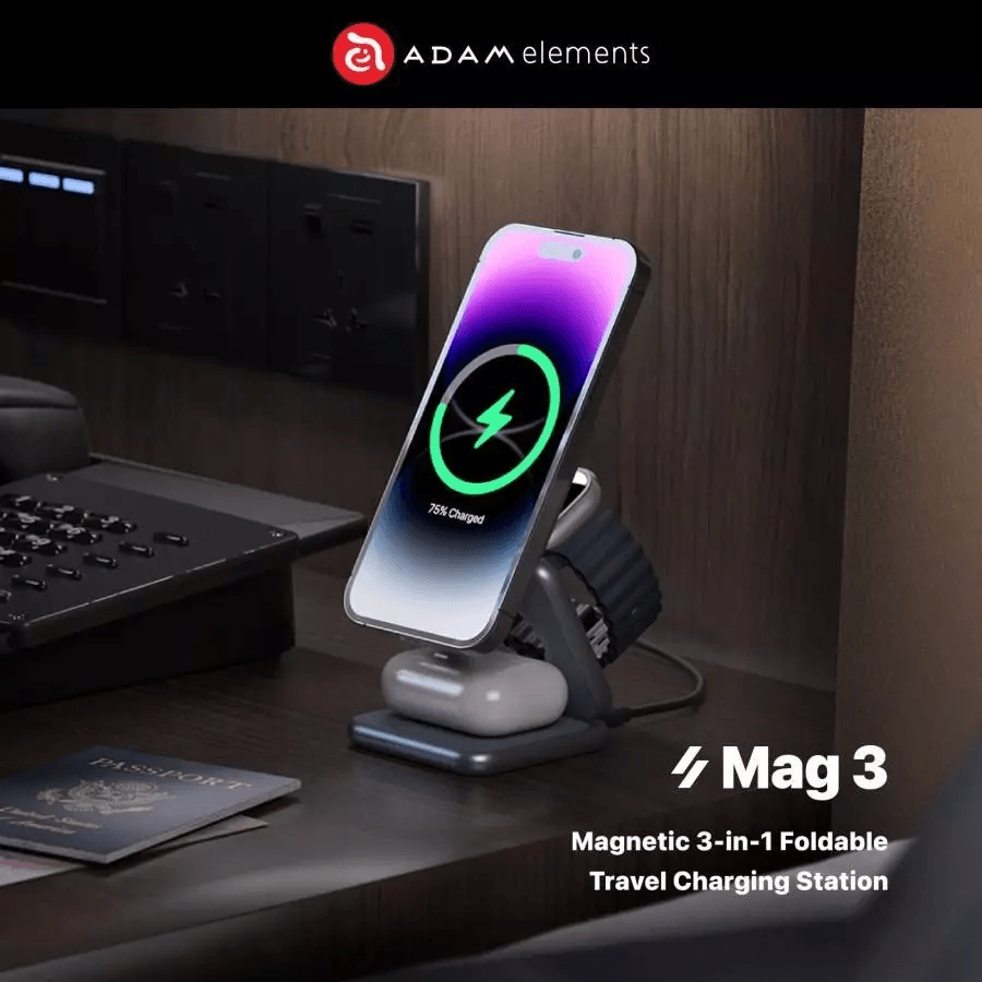 Adam Elements - Wireless Magnetic 3-In-1 Foldable Travel Charging Charger Station - Mag 3 - SFI Group - 4
