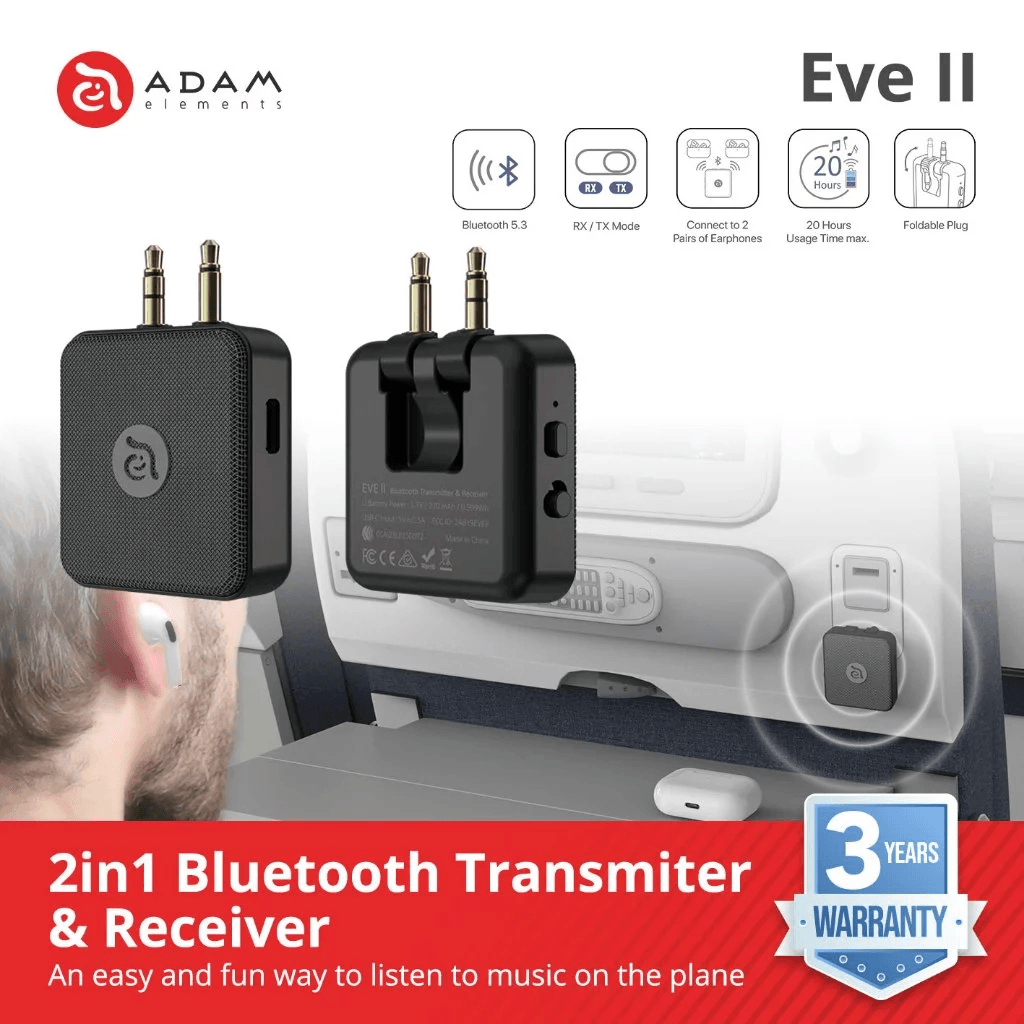Adam Elements - Transmitter & Receiver Bluetooth - Eve II - Black - SFI Group