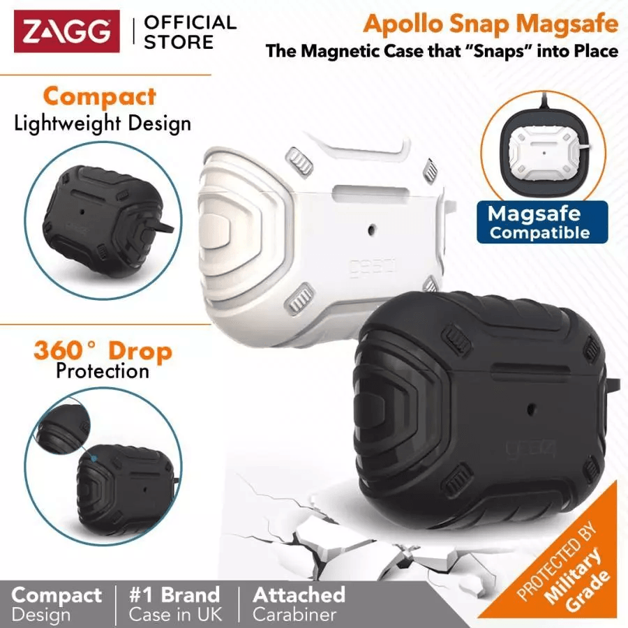 ZAGG Case Airpods Pro 2 - Casing Airpods Pro 2 Apollo Snap - Black/White - SFI Group