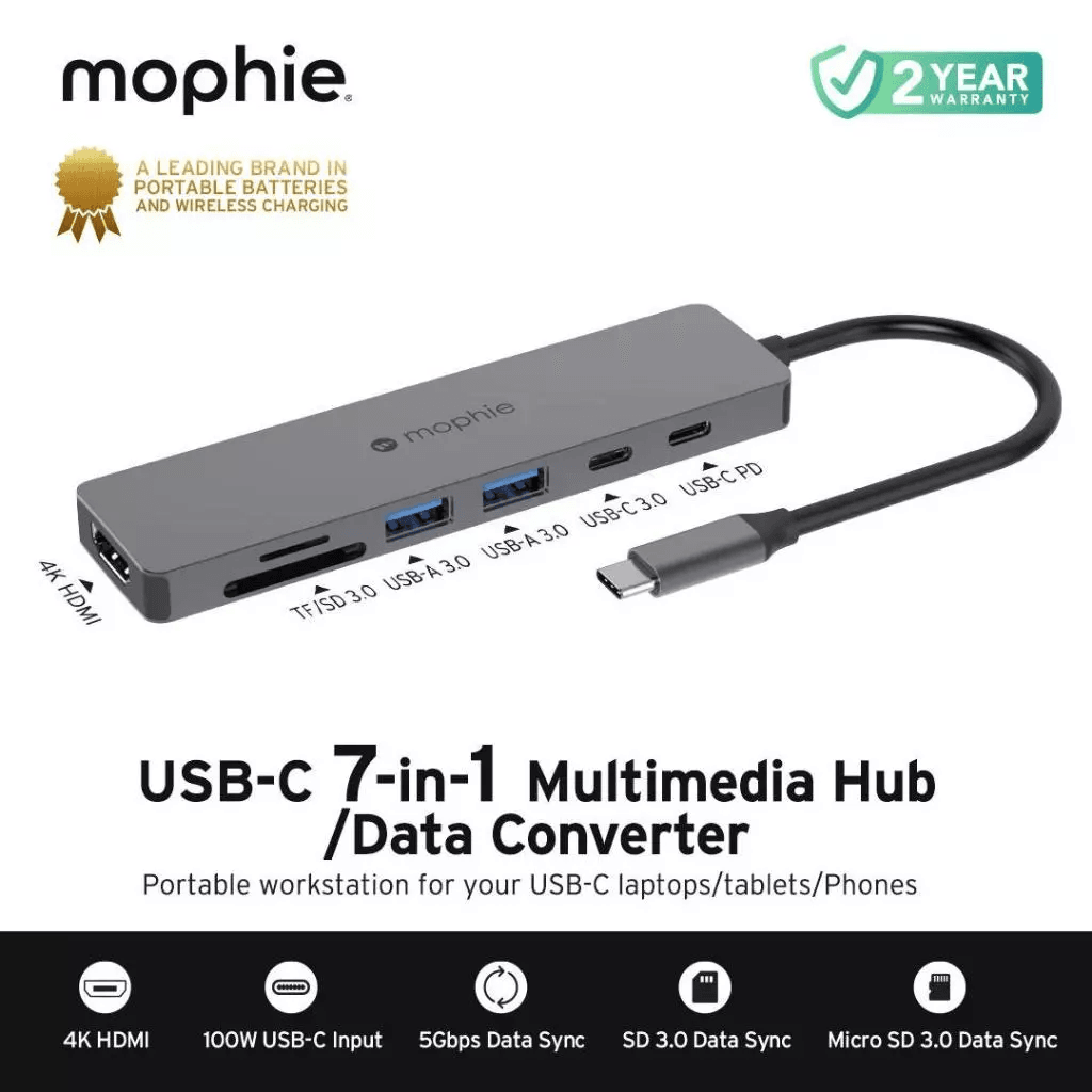 MOPHIE DATA CONVERTER KONVERTER - USB C HUB 7 IN 1 - GREY - SFI Group