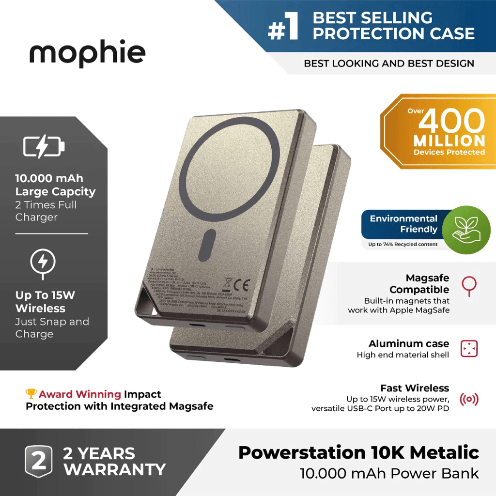 MOPHIE POWER BANK POWERBANK - ESSENTIAL - SNAP + POWERSTATION 10000 10.000 mAh METALLIC - ROSE GOLD - SFI Group