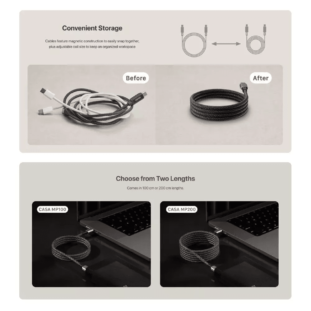 Adam Elements Cable Data Magnetic USB C to C 240W - 100 cm - Kabel Data/Kabel Charger - Casa MP100 - ACBADMP100 - SFI Group - 4