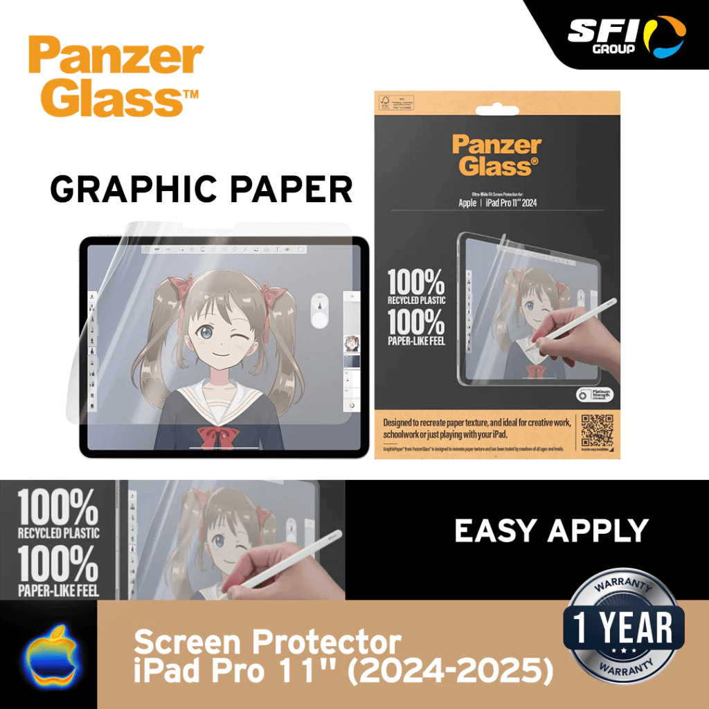 PanzerGlass Graphic Paper Screen Protector For iPad Pro M4 11" / 13" 2024 | iPad Air M2 10.9" 2024 / iPad 10.9'' | Tempered Glass Anti Gores - SFI Group