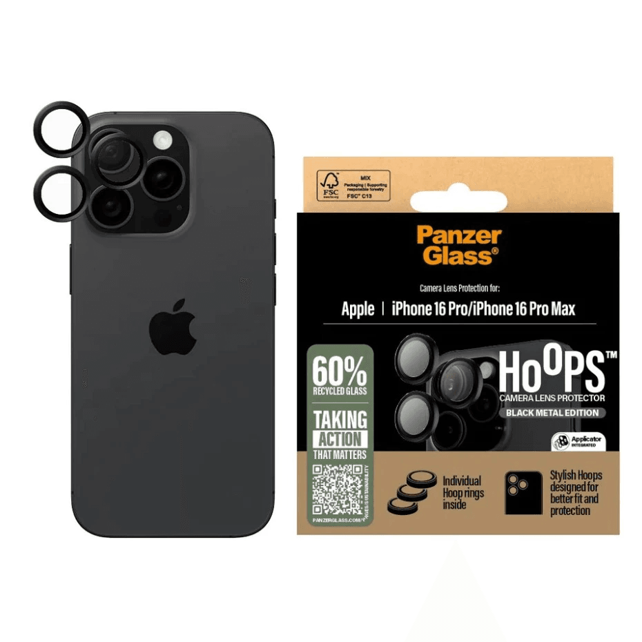 PanzerGlass Hoops Camera Lens Protector (3 Lens) Natural Titanium For iPhone 16| iPhone 16 Pro | 16 Pro Max | ProMax Pelindung Lensa Kamera - SFI Group - 3
