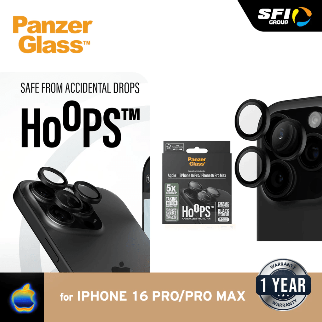 PanzerGlass Hoops Ceramic Camera Lens Protector (3 Lens) Natural Titanium For iPhone 16 Pro | 16 Pro Max | ProMax Pelindung Lensa Kamera - SFI Group