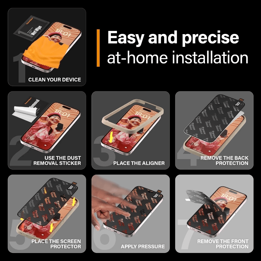 PanzerGlass Privacy UWF Screen Protector For iPhone 15 | 15 Pro | 15 Max | Tempered Glass Anti Gores ProMax - SFI Group - 5