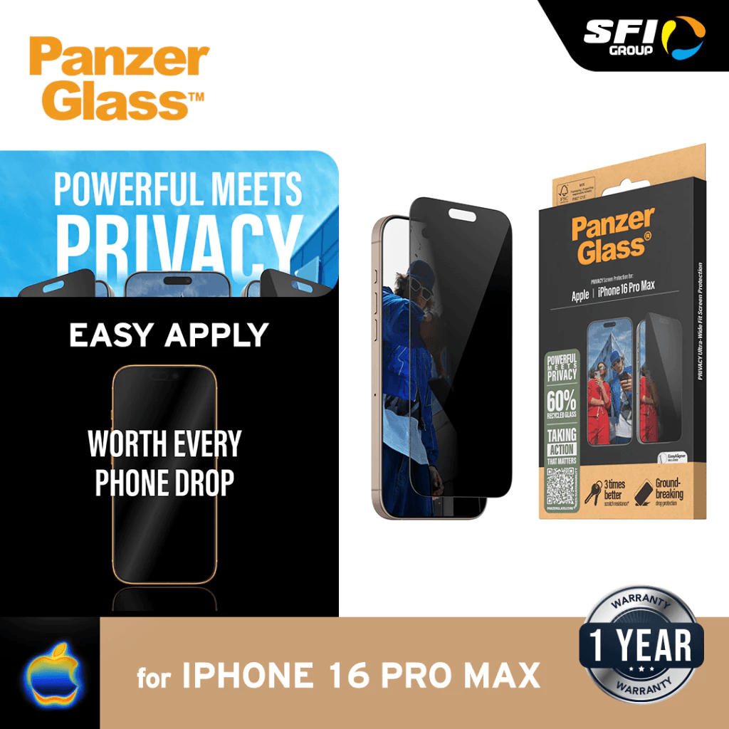 PanzerGlass Privacy UWF Screen Protector For iPhone 16 Pro | 16 Pro Max | ProMax Tempered Glass Anti Gores - SFI Group