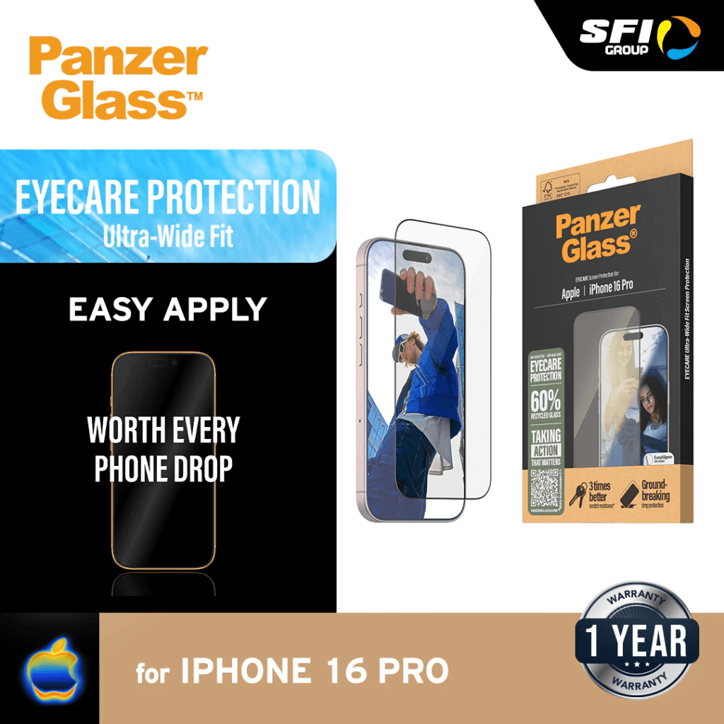 PanzerGlass EyeCare UWF Screen Protector For iPhone 16 Pro | 16 Pro Max ProMax | Tempered Glass Anti Gores - SFI Group