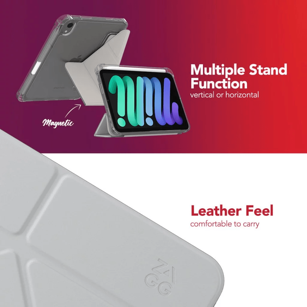 ZAGG Case For iPad Mini 6/7 Hampton Folio Casing - Lightgrey (702317917) - 5