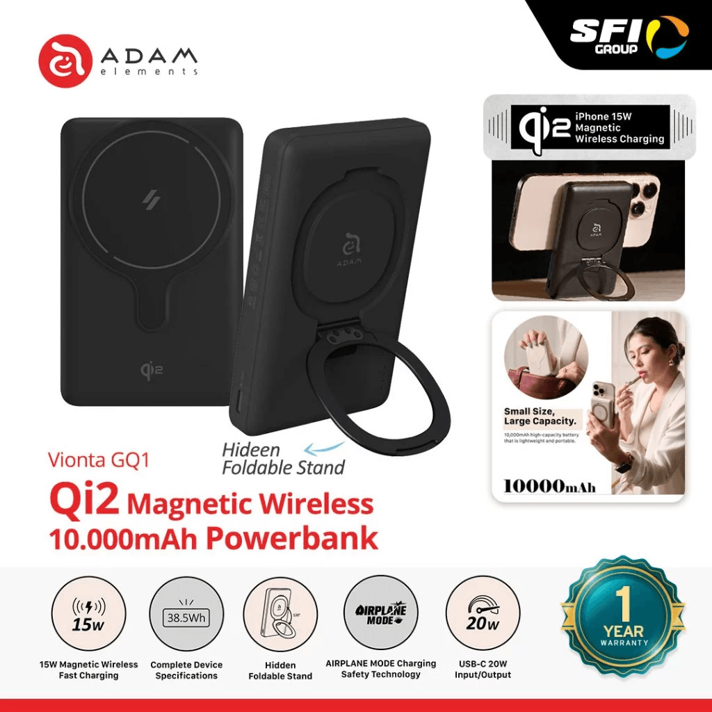 Adam Elements - Vionta GQ1 Q12 Powerbank Magnetic Wireless 10.000 mAH - Power Bank Fast Charging Stand Kickstand 10000