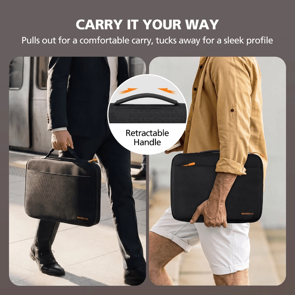 Micropack Sleeve Laptop 13" / 14" inch - Macbook - Water Resistant - Splash Proof & Shock Absorbing - Tas Trolley Strap - MSL - 01 - 2