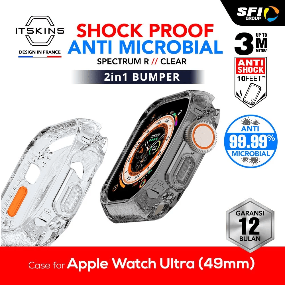 ITSKINS Case Apple Watch Ultra (49MM) - Spectrum R Clear - Smoke Casing (2 in 1 Bumper) - SFI Group