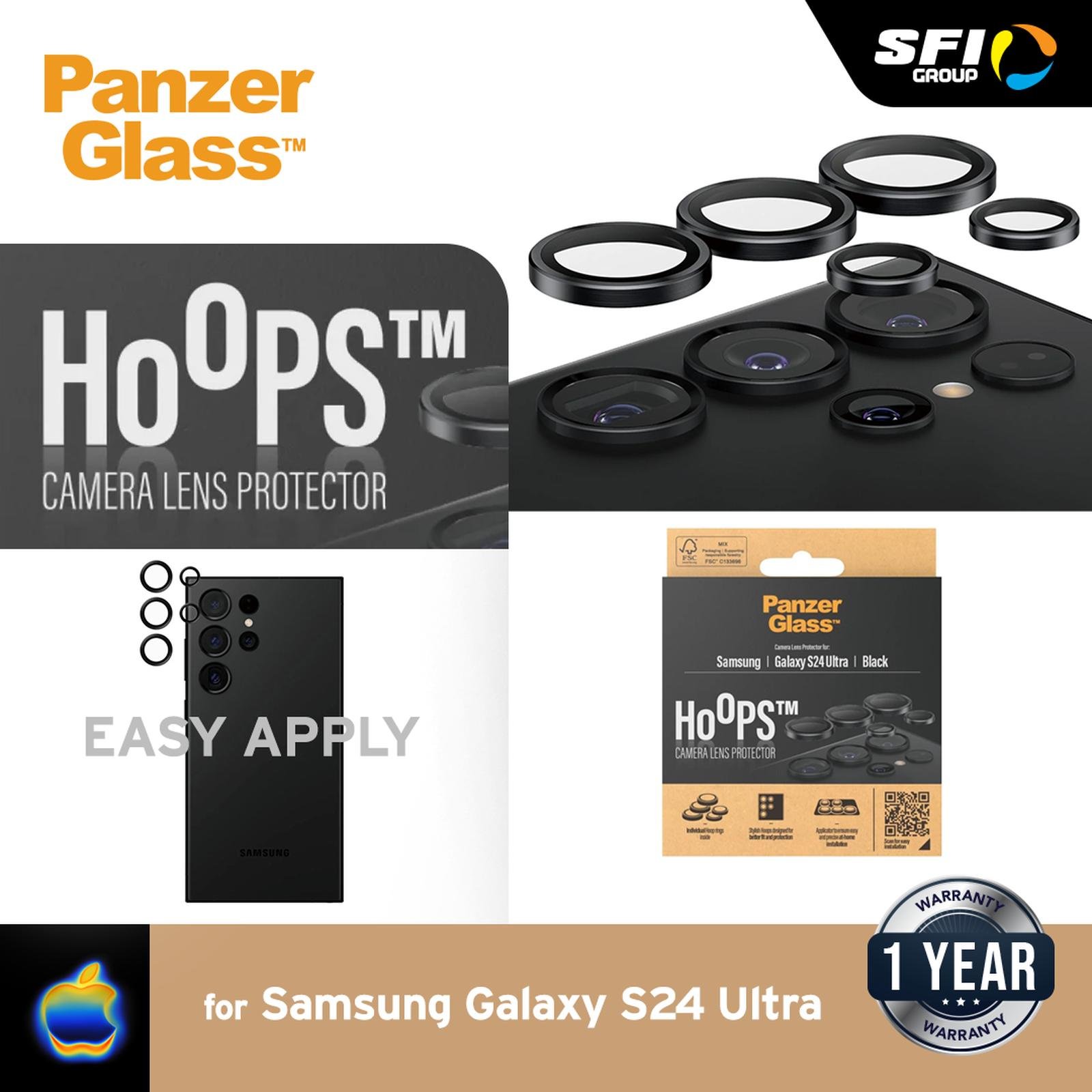 PanzerGlass Hoops Camera Lens Protector Black For Samsung S24 Ultra | Pelindung Lensa Kamera - SFI Group