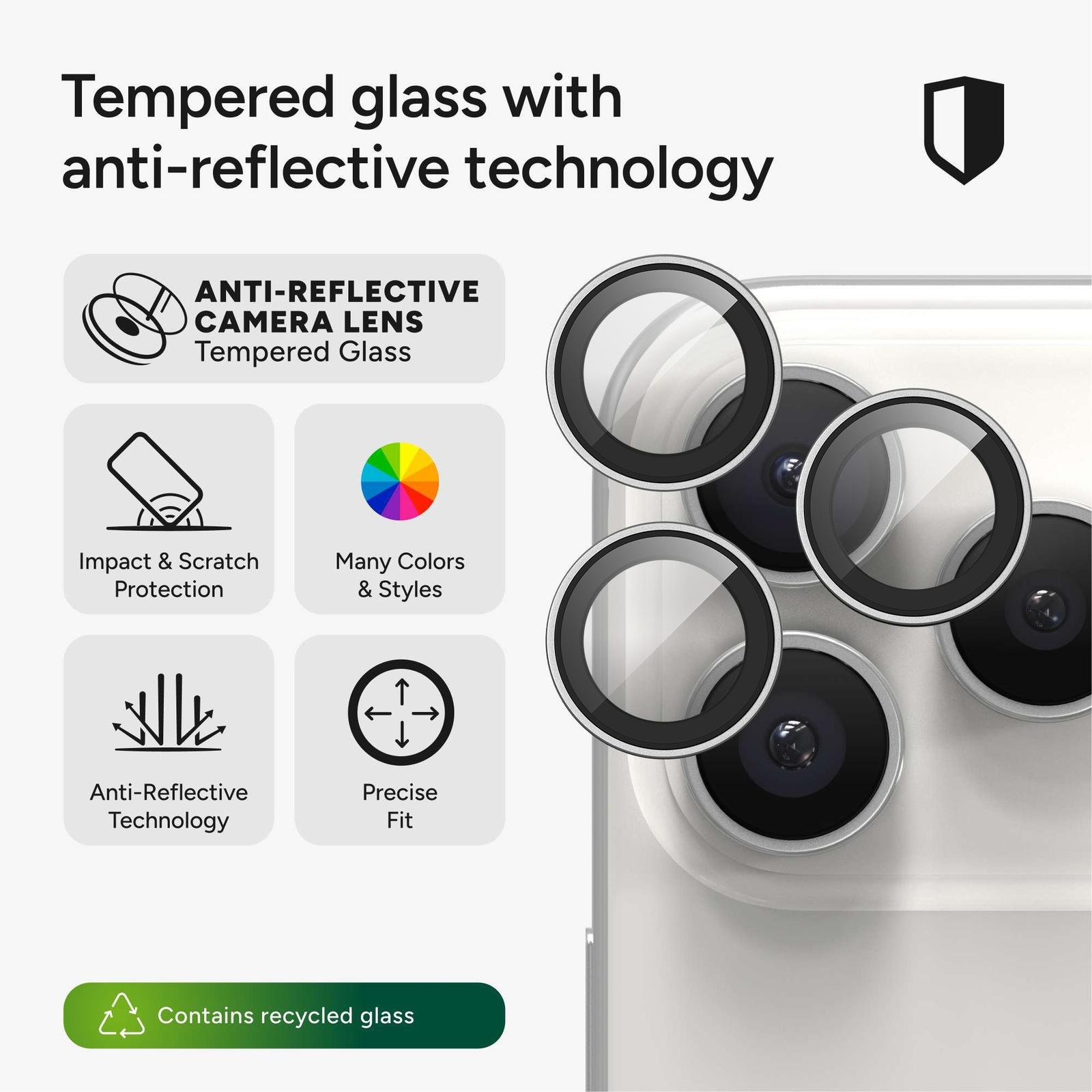ZAGG Lens Protector - Camera Ring iPhone 16 Pro / Pro Max / 17 Pro / Pro Max - Premium- Silver - Pelindung Lensa Kamera - SFI Group
