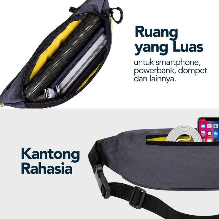 RIVACASE Tas Pinggang Pria Waist Bag Water Resistant | Erebus (5411) - Camo Black & Grey | Tas pinggang | Mini Sling Bag | Mini Bag Pria | Tas Kecil | Tas Kecil Pria - 3