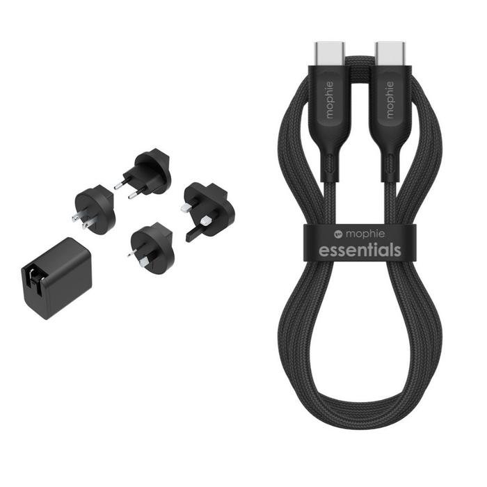 Mophie Wall Global Adapter Adaptor + Travel Charger Charging Pluf Fixec USB C 40w - Black - SFI Group - 5