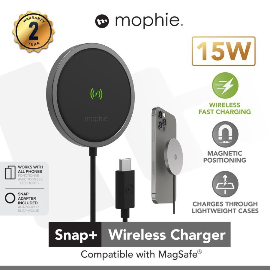 Mophie Wireless Charging Charger Pad And Car Holder For iPhone Snap + Magsafe 15W - SFI Group
