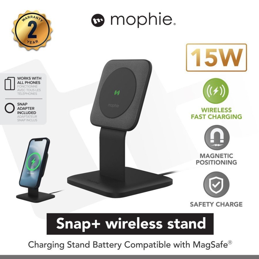 Mophie Wireless Charger Charging Stand Snap + Qi Fast Charging Stand 15W - SFI Group