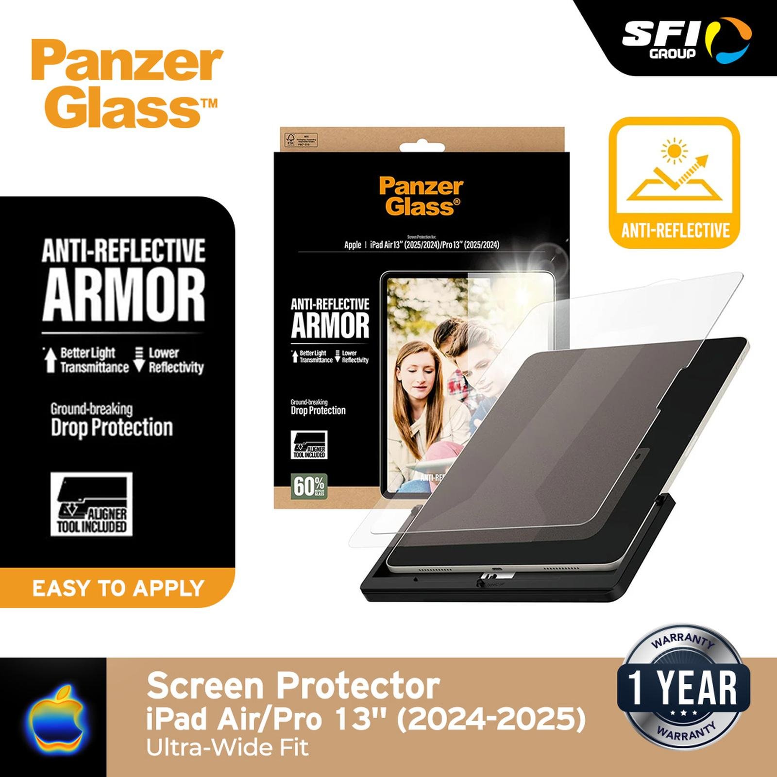 PanzerGlass Antigores iPad 10.9" / 11" / 13" Air & Pro Anti-Reflective Armor Ultra-Wide Fit w. Fastfit tool - Original - iPad Air 11" (2024-2025)