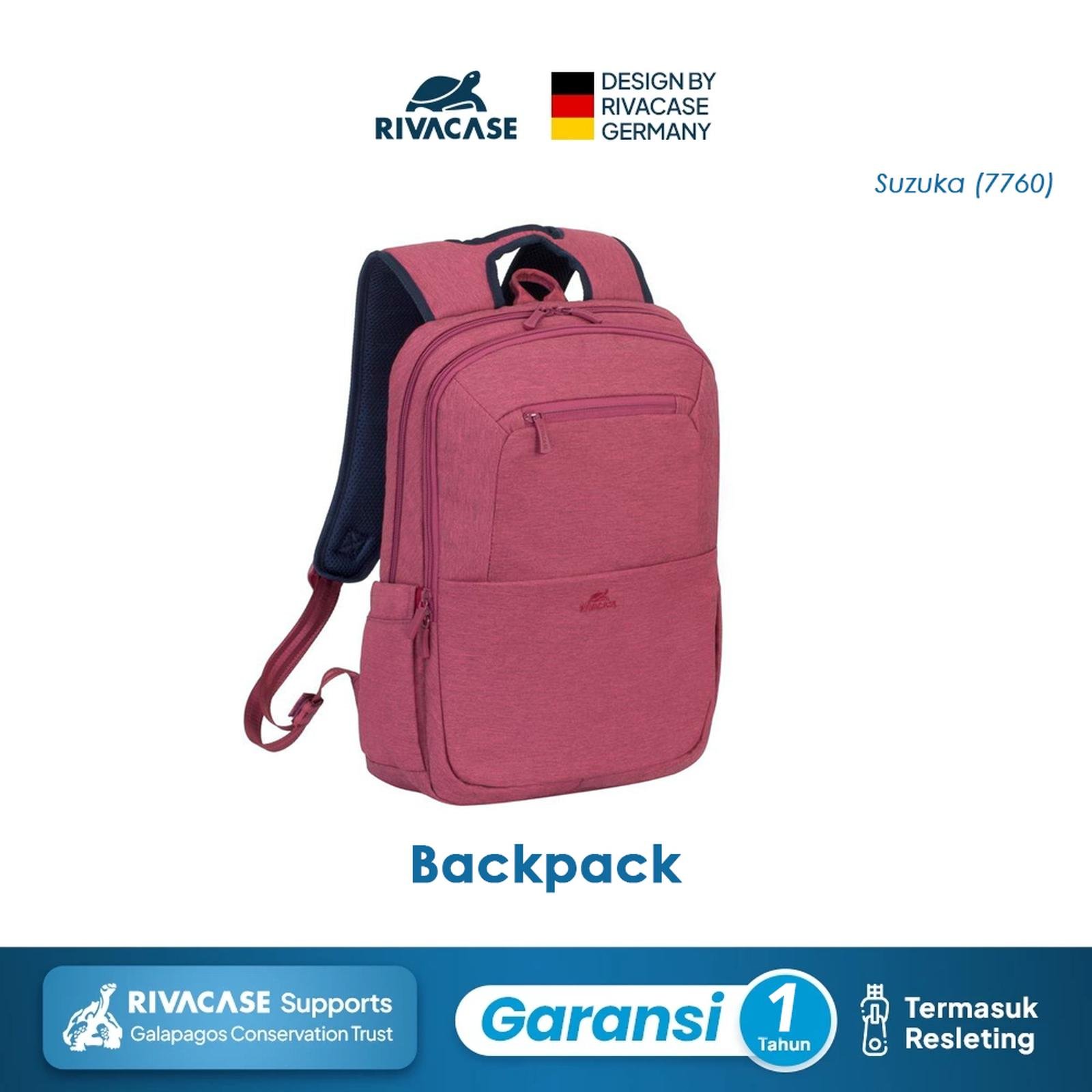 RIVACASE Backpack For Laptop Up To 15.6 Inch - SUZUKA 7760 - Black | Ransel Laptop