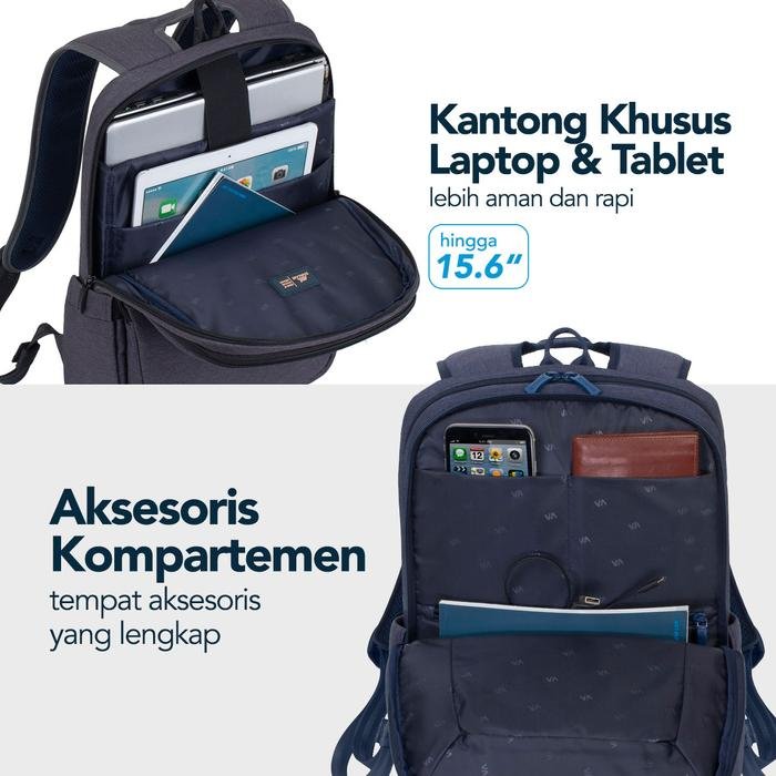 RIVACASE Backpack For Laptop Up To 15.6 Inch - SUZUKA 7760 - Black | Ransel Laptop - 2