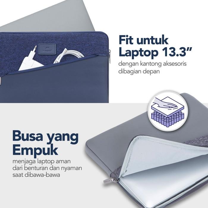 RIVACASE Tas Laptop Sleeve Case Pelindung Laptop 13.3 Inch Water Resistant | Egmont (7903) | Sleeve MacBook - 2