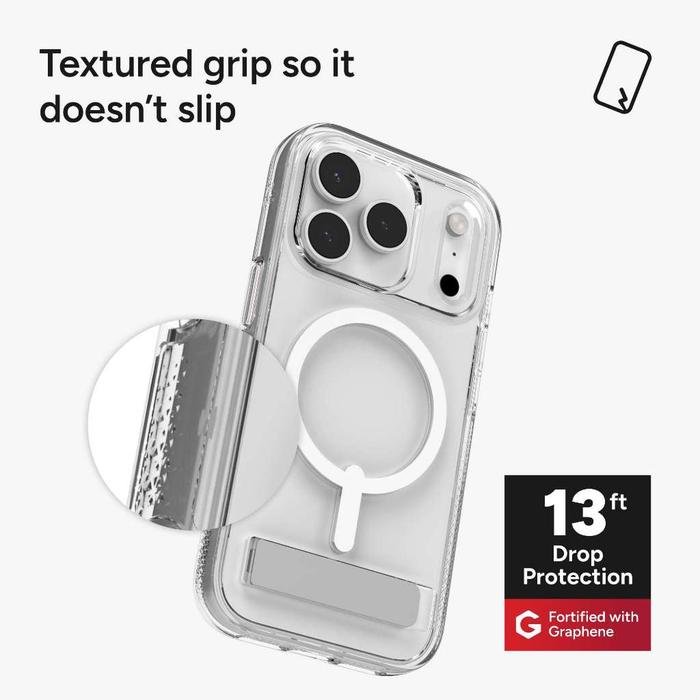 ZAGG Case For iPhone 17 Pro / 17 Pro Max - Casing HP Iphone 17 - Crystal Palace Snap - with Kickstand Kick Stand & Camera Button - Clear - SFI Group - 3