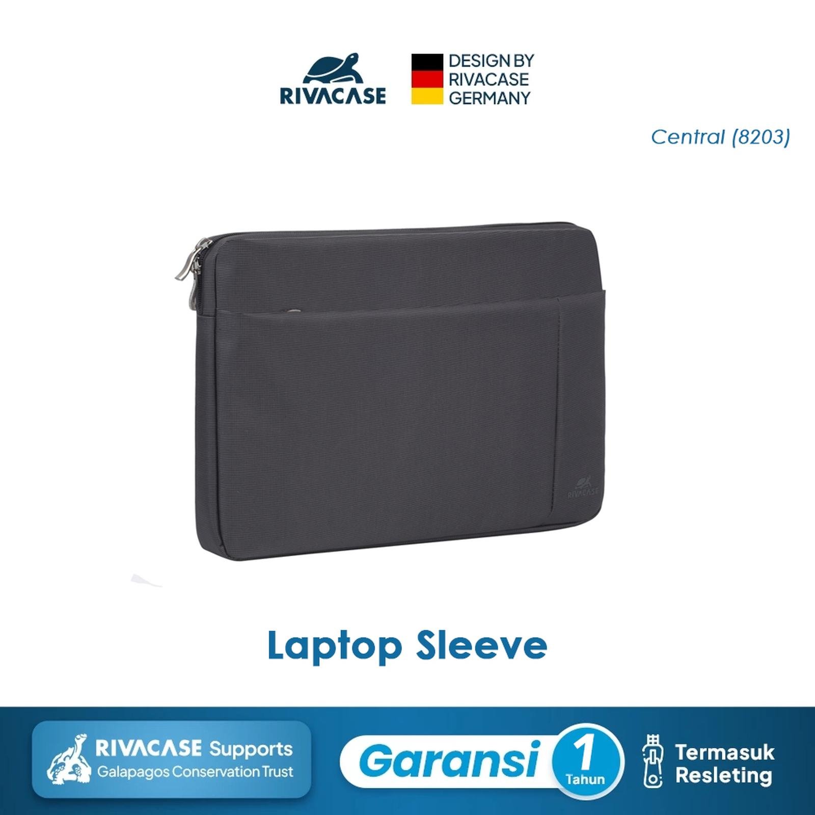 RIVACASE Tas Laptop Sleeve Case Pelindung Laptop 13.3 Inch Water Resistant | Central (8203) - Black | Sleeve MacBook